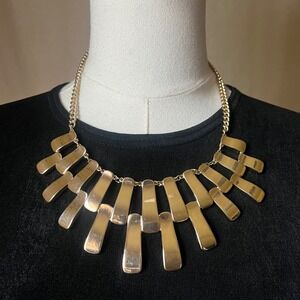 Gold Statement Bib Necklace Chunky Fringe Bold 90s Liz Claiborne